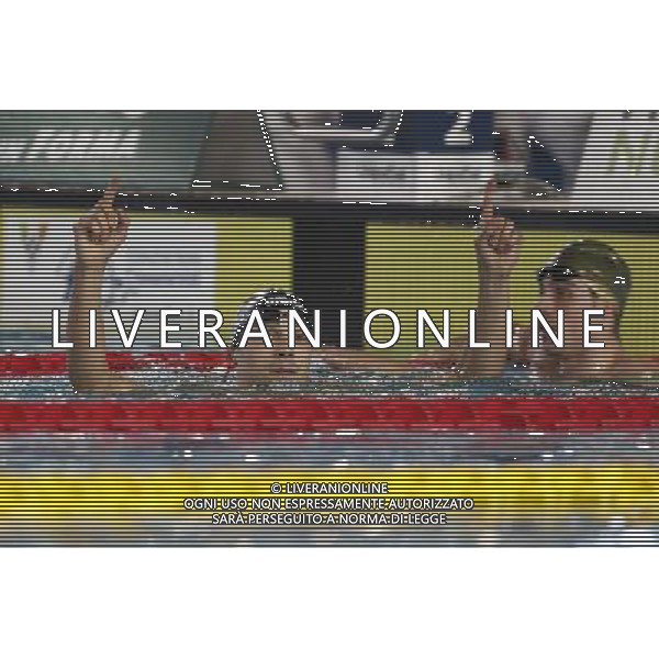Riccione - Campionato Italiano Assoluto di Nuoto UnipolSai 08/04/2017 nella foto: esultanza Pizzini Luca Â©Claudio Zamagni/Agenzia Aldo Liverani 