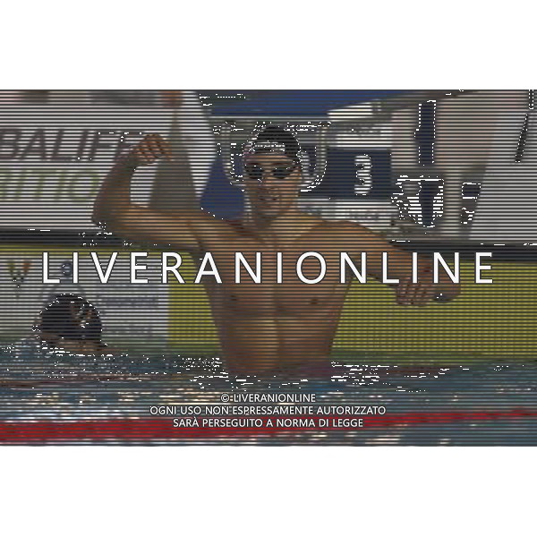 Riccione - Campionato Italiano Assoluto di Nuoto UnipolSai 08/04/2017 nella foto: esultanza Pizzini Luca Â©Claudio Zamagni/Agenzia Aldo Liverani 