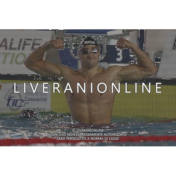 Riccione - Campionato Italiano Assoluto di Nuoto UnipolSai 08/04/2017 nella foto: esultanza Pizzini Luca Â©Claudio Zamagni/Agenzia Aldo Liverani 