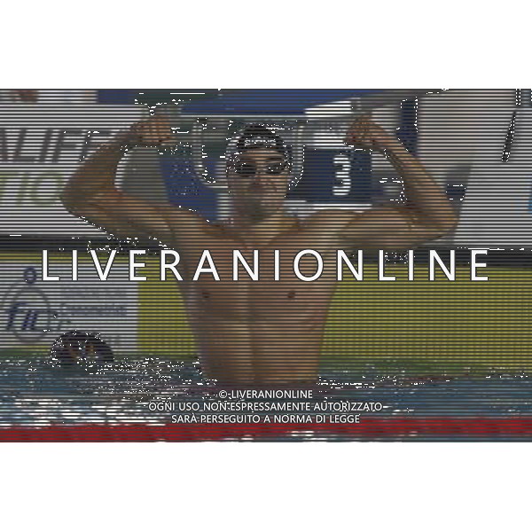 Riccione - Campionato Italiano Assoluto di Nuoto UnipolSai 08/04/2017 nella foto: esultanza Pizzini Luca Â©Claudio Zamagni/Agenzia Aldo Liverani 