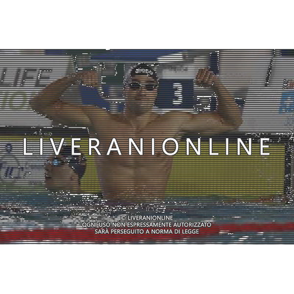 Riccione - Campionato Italiano Assoluto di Nuoto UnipolSai 08/04/2017 nella foto: esultanza Pizzini Luca Â©Claudio Zamagni/Agenzia Aldo Liverani 