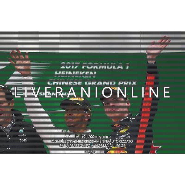 1st place Lewis Hamilton (GBR) Mercedes AMG F1 W08 and 3rd place Max Verstappen (NLD) Red Bull Racing RB13. 09.04.2017. Formula 1 World Championship, Rd 2, Chinese Grand Prix, Shanghai, China, Race Day. ONLY ITALY AG ALDO LIVERANI SAS