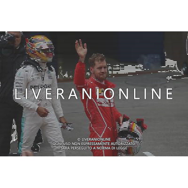 Lewis Hamilton (GBR) Mercedes AMG F1 W08 and Sebastian Vettel (GER) Ferrari. 09.04.2017. Formula 1 World Championship, Rd 2, Chinese Grand Prix, Shanghai, China, Race Day. ONLY ITALY AG ALDO LIVERANI SAS