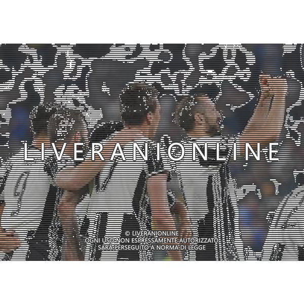 UEFA Champions League 2016/2017 Quarti di Finale Andata Torino - 11.04.2017 Juventus-Barcellona Nella Foto: esultanza dopo il gol di giorgio chiellini del 3-0 /Ph.Vitez-Ag. Aldo Liverani
