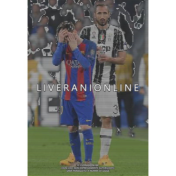 UEFA Champions League 2016/2017 Quarti di Finale Andata Torino - 11.04.2017 Juventus-Barcellona Nella Foto: delusione messi lionel e giorgio chiellini /Ph.Vitez-Ag. Aldo Liverani