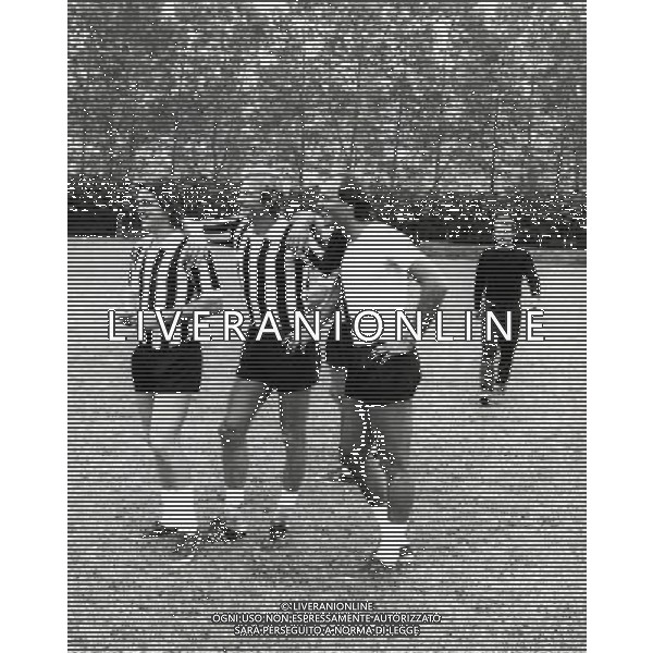 Roberto Boninsegna calciatore italiano, di ruolo attaccante - Retrospettiva nella foto con la maglia della Juventus con Francesco Morini, Giancarlo Alessandrelli e Giovanni Trapattoni © ARCHIVIO / AGENZIA ALDO LIVERANI SAS