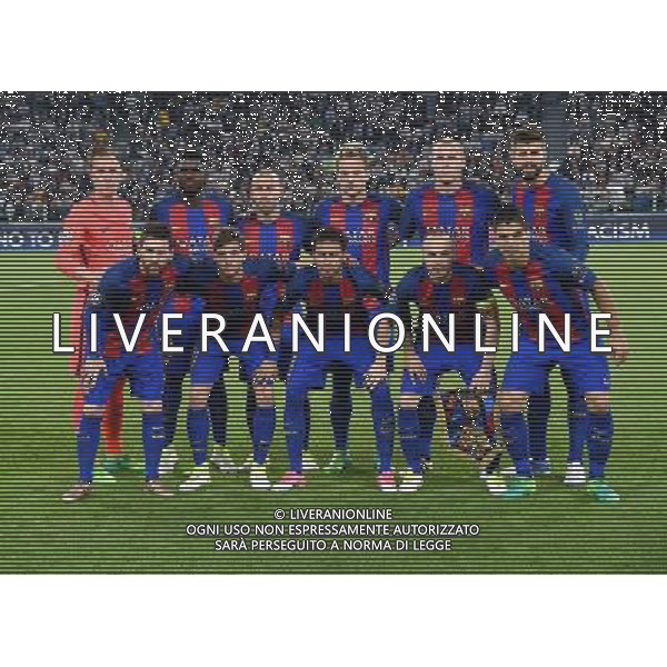 UEFA Champions League 2016/2017 Quarti di Finale Andata Torino - 11.04.2017 Juventus-Barcellona Nella Foto:Barcellona Squadra Formazione Ter Stegen,Umtiti,Mascherano,Rakitic,Mathieu,Piqueâ€™,Messi,Sergi Roberto,Neymar,Iniesta,Suarez /Ph.Vitez-Ag. Aldo Liverani