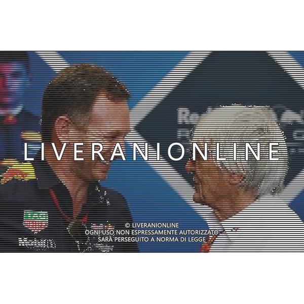 (L to R): Christian Horner (GBR) Red Bull Racing Team Principal with Bernie Ecclestone (GBR). 14.04.2017. Formula 1 World Championship, Rd 3, Bahrain Grand Prix, Sakhir, Bahrain, Practice Day ONLY ITALY AG ALDO LIVERANI SAS