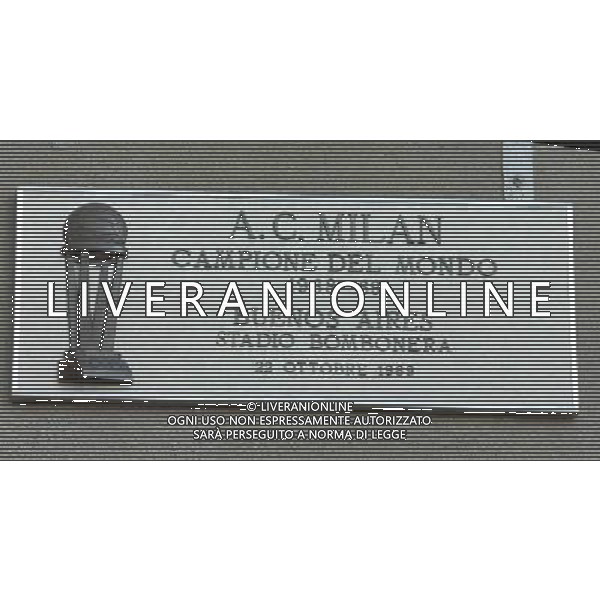 Milano 31/03/2005 Stadio Meazza Targhe Commemorative delle Vittorie di Inter e Milan nella foto: Milan Campione del Mondo 1968/69 foto Danilo Recalcati / Ag.Aldo Liverani
