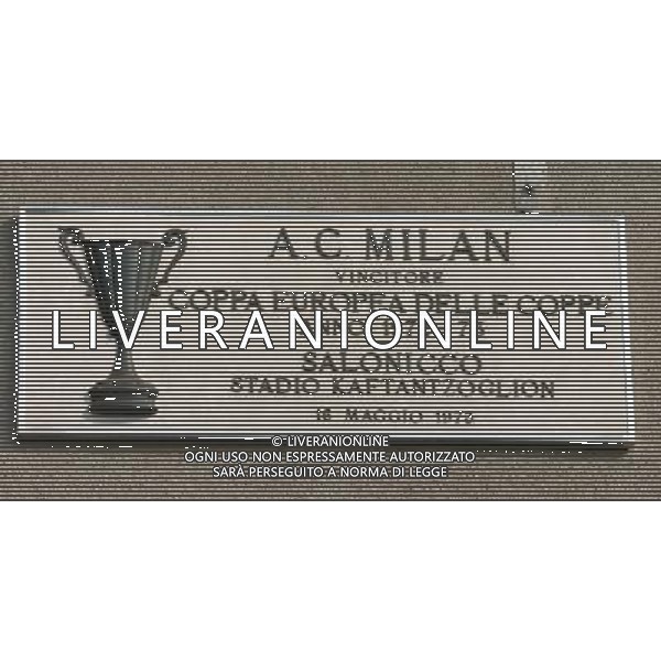 Milano 31/03/2005 Stadio Meazza Targhe Commemorative delle Vittorie di Inter e Milan nella foto:Milan Coppa Europea delle Coppe 1972/73 foto Danilo Recalcati / Ag.Aldo Liverani