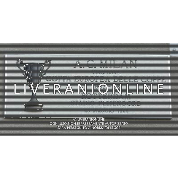 Milano 31/03/2005 Stadio Meazza Targhe Commemorative delle Vittorie di Inter e Milan nella foto: Milan Coppa Europea Delle Coppe 1967/68 foto Danilo Recalcati / Ag.Aldo Liverani
