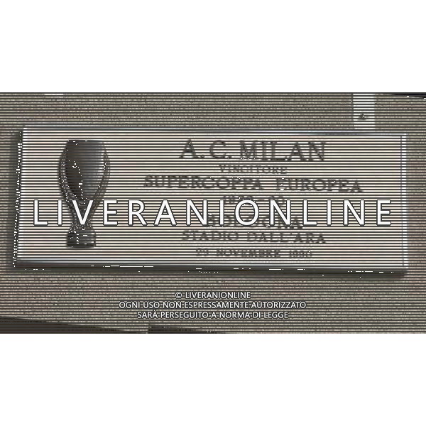 Milano 31/03/2005 Stadio Meazza Targhe Commemorative delle Vittorie di Inter e Milan nella foto : Milan Supercoppa Europea 1989/90 foto Danilo Recalcati / Ag.Aldo Liverani