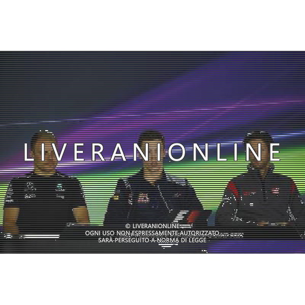 (L to R): Valtteri Bottas (FIN) Mercedes AMG F1; Daniil Kvyat (RUS) Scuderia Toro Rosso; and Romain Grosjean (FRA) Haas F1 Team, in the FIA Press Conference. 27.04.2017. Formula 1 World Championship, Rd 4, Russian Grand Prix, Sochi Autodrom, Sochi, Russia, Preparation Day. - www.xpbimages.com, EMail: requests@xpbimages.com - copy of publication required for printed pictures. Every used picture is fee-liable. Â© Copyright: Batchelor / XPB Images/ONLY ITALY/EDITORIAL USE ONLY/Ag. Aldo Liverani s.a.s.
