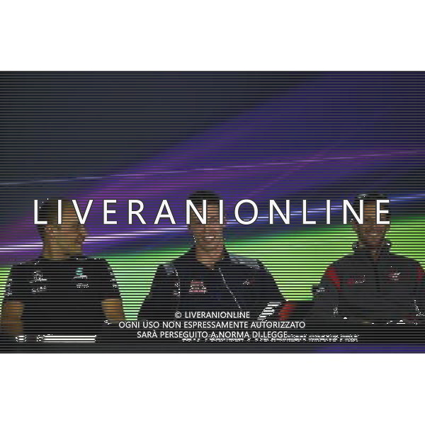 (L to R): Valtteri Bottas (FIN) Mercedes AMG F1; Daniil Kvyat (RUS) Scuderia Toro Rosso; and Romain Grosjean (FRA) Haas F1 Team, in the FIA Press Conference. 27.04.2017. Formula 1 World Championship, Rd 4, Russian Grand Prix, Sochi Autodrom, Sochi, Russia, Preparation Day. - www.xpbimages.com, EMail: requests@xpbimages.com - copy of publication required for printed pictures. Every used picture is fee-liable. Â© Copyright: Batchelor / XPB Images/ONLY ITALY/EDITORIAL USE ONLY/Ag. Aldo Liverani s.a.s.