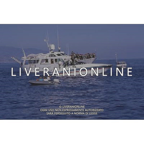 Stefano Casiraghi imprenditore e pilota motonautico italiano e marito di Carolina di Monaco - Retrospettiva nella foto la deposizione di corone di fiori sul luogo dell\'incidente avvenuto nel corso dei campionati del mondo offshore a Montecarlo, al largo di Saint-Jean-Cap-Ferrat e dove perse la vita il 3 ottobre 1990 © ARCHIVIO / AGENZIA ALDO LIVERANI SAS - ITALY ONLY EDITORIAL USE ONLY