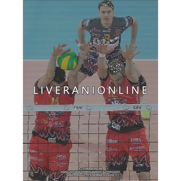 DHL 2017 CEV Volleyball Champions League Final Four Semifinale 2 Roma - 29.04.2017 Cucine Lube Civitanova-Sir Sicoma Colussi Perugia Nella Foto:muro di Marko Podrascanin e Alexander Berger /Ph.Vitez-Ag. Aldo Liverani