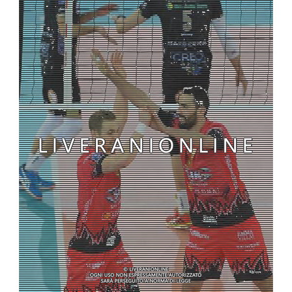DHL 2017 CEV Volleyball Champions League Final Four Semifinale 2 Roma - 29.04.2017 Cucine Lube Civitanova-Sir Sicoma Colussi Perugia Nella Foto:Emanuele Birarelli e Alexander Berger esultano /Ph.Vitez-Ag. Aldo Liverani