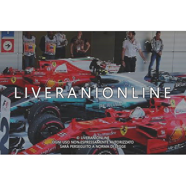 Race winner Valtteri Bottas (FIN) Mercedes AMG F1 W08 with Kimi Raikkonen (FIN) Ferrari SF70H and Sebastian Vettel (GER) Ferrari SF70H in parc ferme. 30.04.2017. Formula 1 World Championship, Rd 4, Russian Grand Prix, Sochi Autodrom, Sochi, Russia, Race Day. / AGENZIA ALDO LIVERANI SAS - ITALY ONLY EDITORIAL USE ONLY