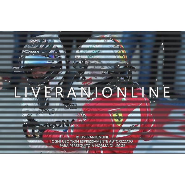 Race winner Valtteri Bottas (FIN) Mercedes AMG F1 celebrates in parc ferme with second placed Sebastian Vettel (GER) Ferrari. 30.04.2017. Formula 1 World Championship, Rd 4, Russian Grand Prix, Sochi Autodrom, Sochi, Russia, Race Day. / AGENZIA ALDO LIVERANI SAS - ITALY ONLY EDITORIAL USE ONLY