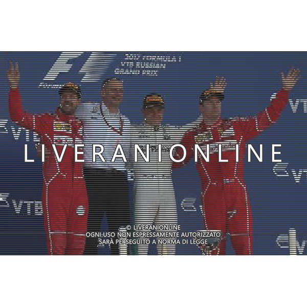 1st place Valtteri Bottas (FIN) Mercedes AMG F1 W08, 2nd Sebastian Vettel (GER) Ferrari SF70H and 3rd Kimi Raikkonen (FIN) Ferrari. 30.04.2017. Formula 1 World Championship, Rd 4, Russian Grand Prix, Sochi Autodrom, Sochi, Russia, Race Day. / AGENZIA ALDO LIVERANI SAS - ITALY ONLY EDITORIAL USE ONLY