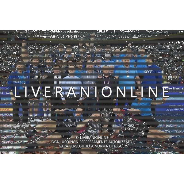 DHL 2017 CEV Volleyball Champions League Final Four Finale Roma - 30.04.2017 Zenit Kazan-Sir Sicoma Colussi Perugia Nella Foto:foto di gruppo dello zenit kazan con la coppa /Ph.Vitez-Ag. Aldo Liverani
