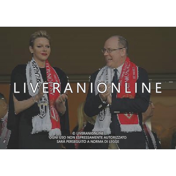 UEFA Champions League 2016/2017 Semifinale Andata Montecarlo (Principato di Monaco) - 03.05.2017 Monaco-Juventus Nella Foto: il principe Alberto II di Monaco con la moglie Charlene Lynette Wittstock, in Grimaldi in tribuna /Ph.Vitez-Ag. Aldo Liverani