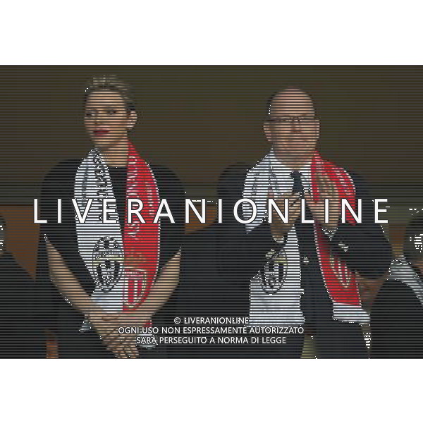 UEFA Champions League 2016/2017 Semifinale Andata Montecarlo (Principato di Monaco) - 03.05.2017 Monaco-Juventus Nella Foto: il principe Alberto II di Monaco con la moglie Charlene Lynette Wittstock, in Grimaldi in tribuna /Ph.Vitez-Ag. Aldo Liverani