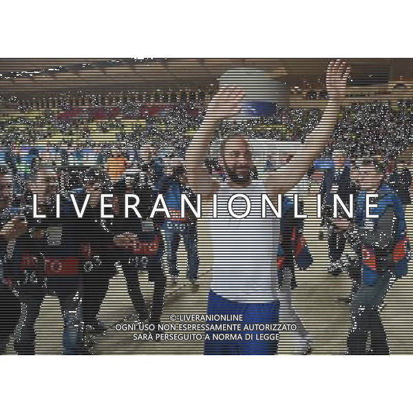 UEFA Champions League 2016/2017 Semifinale Andata Montecarlo (Principato di Monaco) - 03.05.2017 Monaco-Juventus Nella Foto: gonzalo higuain esultanza sotto la curva a fine gara /Ph.Vitez-Ag. Aldo Liverani