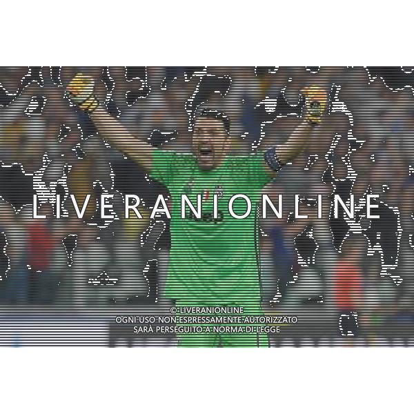 UEFA Champions League 2016/2017 Semifinale Ritorno Torino - 09.05.2017 Juventus-Monaco Nella Foto: esultanza di gianluigi buffon dopo il gol di mario mandzukic del 0-1 /Ph.Vitez-Ag. Aldo Liverani