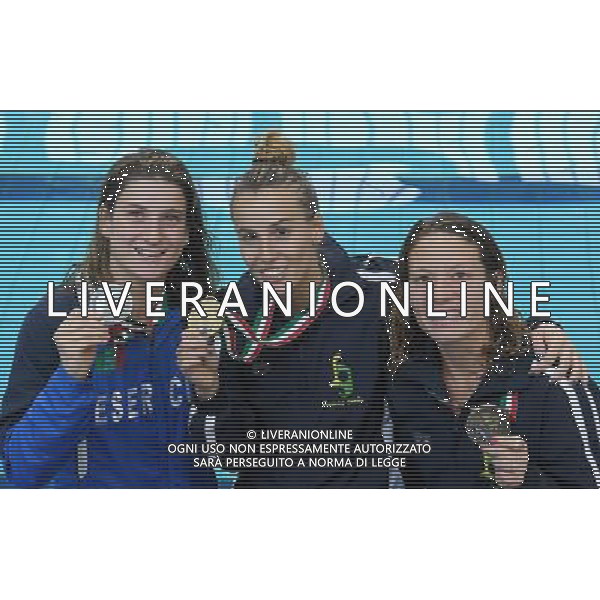 Campionati Italiani Assoluti Indoor di tuffi Torino - 13.05.2017 Nella Foto:Tania Cagnotto vince i campionati italiani indoor di tuffi trampolino 1m nella sua ultima gara della carriera insieme a Marconi Maria Elisabetta e Bertocchi Elena /Ph.Vitez-Ag. Aldo Liverani