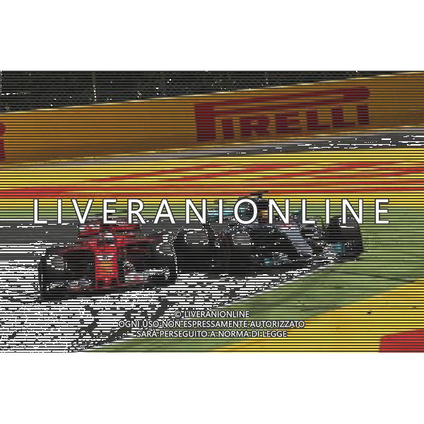 Sebastian Vettel (GER) Ferrari SF70H and Lewis Hamilton (GBR) Mercedes AMG F1 W08 battle for the lead of the race. 14.05.2017. Formula 1 World Championship, Rd 5, Spanish Grand Prix, Barcelona, Spain, Race Day. / AGENZIA ALDO LIVERANI SAS - ITALY ONLY EDITORIAL USE ONLY - Gp F1 Spagna Gara Barcellona 14 maggio 2017 