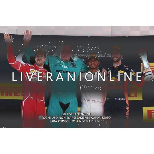 1st place Lewis Hamilton (GBR) Mercedes AMG F1 W08, 2nd place Sebastian Vettel (GER) Ferrari SF70H and 3rd place Daniel Ricciardo (AUS) Red Bull Racing RB13. 14.05.2017. Formula 1 World Championship, Rd 5, Spanish Grand Prix, Barcelona, Spain, Race Day. / AGENZIA ALDO LIVERANI SAS - ITALY ONLY EDITORIAL USE ONLY - Gp F1 Spagna Gara Barcellona 14 maggio 2017 
