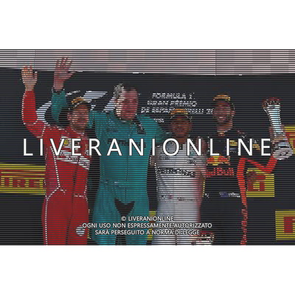 The podium (L to R): Sebastian Vettel (GER) Ferrari, second; Lewis Hamilton (GBR) Mercedes AMG F1, race winner; Daniel Ricciardo (AUS) Red Bull Racing, third. 14.05.2017. Formula 1 World Championship, Rd 5, Spanish Grand Prix, Barcelona, Spain, Race Day. / AGENZIA ALDO LIVERANI SAS - ITALY ONLY EDITORIAL USE ONLY - Gp F1 Spagna Gara Barcellona 14 maggio 2017 