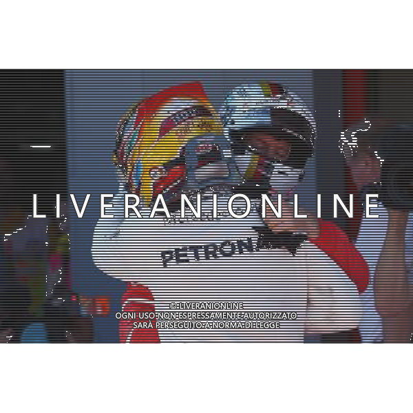 1st place Lewis Hamilton (GBR) Mercedes AMG F1 W08 and 2nd place Sebastian Vettel (GER) Ferrari SF70H. 14.05.2017. Formula 1 World Championship, Rd 5, Spanish Grand Prix, Barcelona, Spain, Race Day. / AGENZIA ALDO LIVERANI SAS - ITALY ONLY EDITORIAL USE ONLY - Gp F1 Spagna Gara Barcellona 14 maggio 2017 
