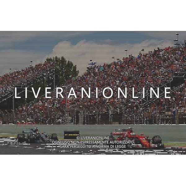 Sebastian Vettel (GER) Ferrari SF70H leads Lewis Hamilton (GBR) Mercedes AMG F1 W08. 14.05.2017. Formula 1 World Championship, Rd 5, Spanish Grand Prix, Barcelona, Spain, Race Day. AG ALDO LIVERANI SAS ONLY ITALY