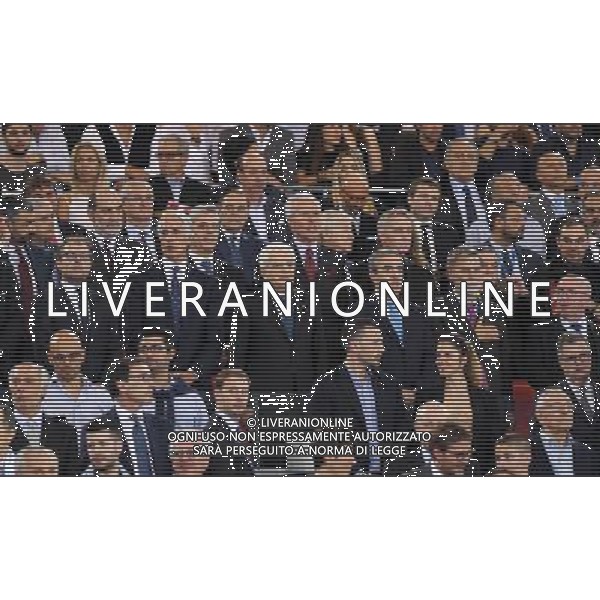 Coppa Italia TIM Cup 2016/2017 Finale Roma - 17.05.2017 Juventus-Lazio Nella Foto: luca lotti, giovanni malagoÕ, sergio mattarella, maurizio gasparri, graziano delrio e carlo tavecchio in tribuna durante l\'inno nazionale /Ph.Vitez-Ag. Aldo Liverani