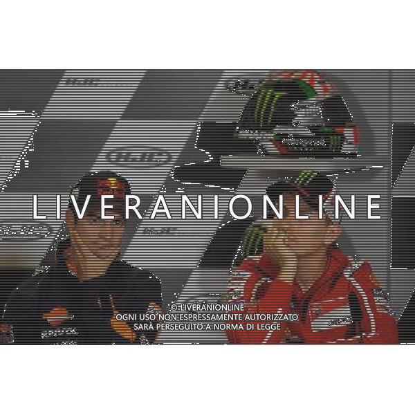 18.05.2017. Circuito Bugatti,Le mans, Francia.Dani Pedrosa e Jorge Lorenzo durante la conferenza stampa. FOTO G PIAZZOLLA-AG ALDO LIVERANI SAS