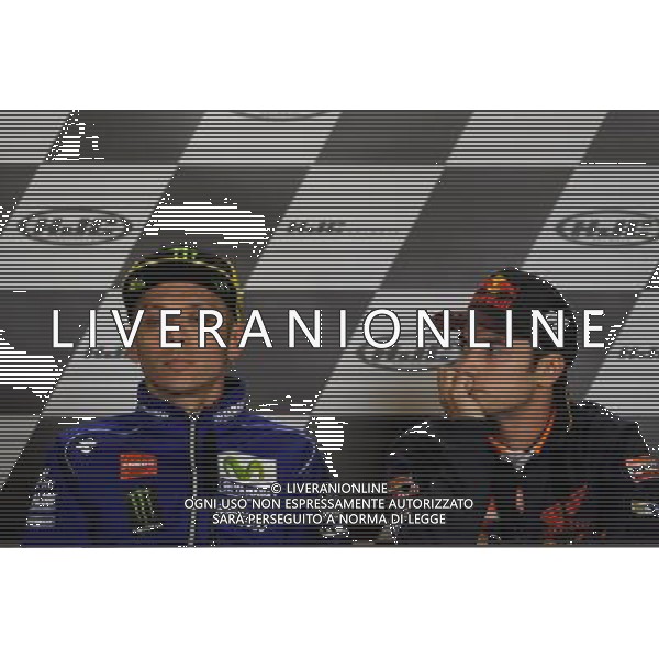 18.05.2017. Circuito Bugatti,Le mans, Francia.Valentino rossi e Dani Pedrosa durante la conferenza stampa. FOTO G PIAZZOLLA-AG ALDO LIVERANI SAS