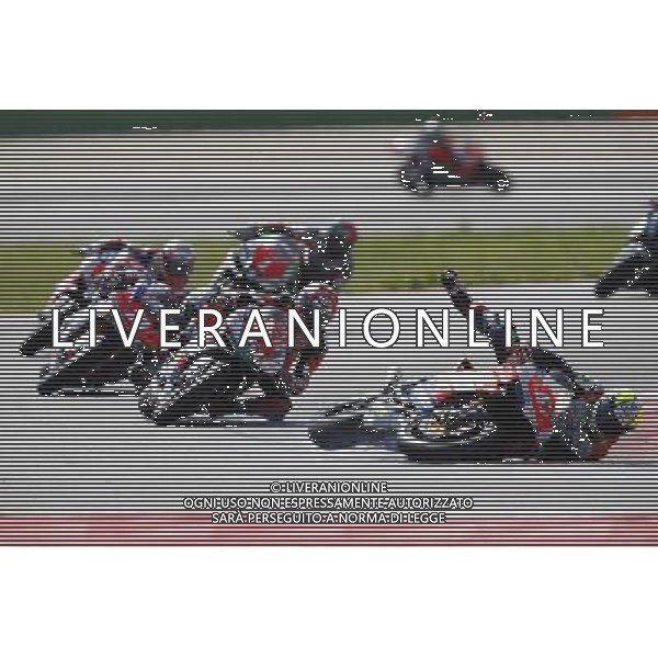 Misano - Campionato Italiano Velocitˆ Gara 2 21/05/2017 nella foto: Eddi La Marra scivola in curva ©Claudio Zamagni/Agenzia Aldo Liverani