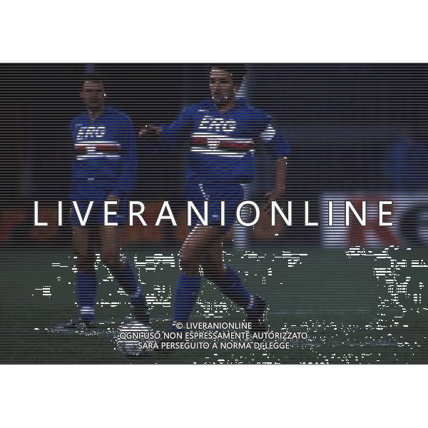 RETROSPETTIVA FAUSTO PARI CALCIATORE NELLA FOTO FAUSTO PARI CON LA MAGLIA DELLA SAMPDORIA AG ALDO LIVERANI SAS