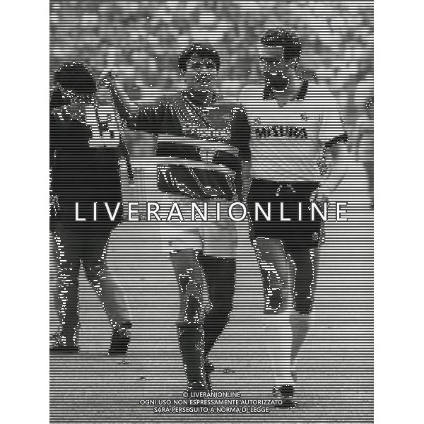 RETROSPETTIVA FAUSTO PARI CALCIATORE NELLA FOTO FAUSTO PARI CON LA MAGLIA DELLA SAMPDORIA CON GIUSEPPE BERGOMI AG ALDO LIVERANI SAS