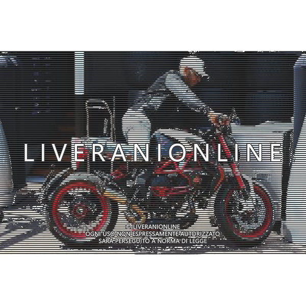 Lewis Hamilton (GBR) Mercedes AMG F1 on his MV Agusta Custom Dragster RR LH44 Superbike. 24.05.2017. Formula 1 World Championship, Rd 6, Monaco Grand Prix, Monte Carlo, Monaco, Preparation Day. AG ALDO LIVERANI SAS ONLY ITALY