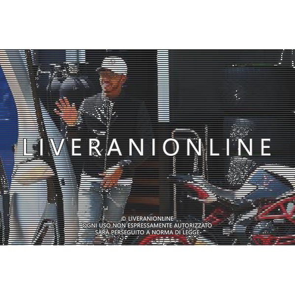 Lewis Hamilton (GBR) Mercedes AMG F1 with his MV Agusta Custom Dragster RR LH44 Superbike. 24.05.2017. Formula 1 World Championship, Rd 6, Monaco Grand Prix, Monte Carlo, Monaco, Preparation Day. AG ALDO LIVERANI SAS ONLY ITALY