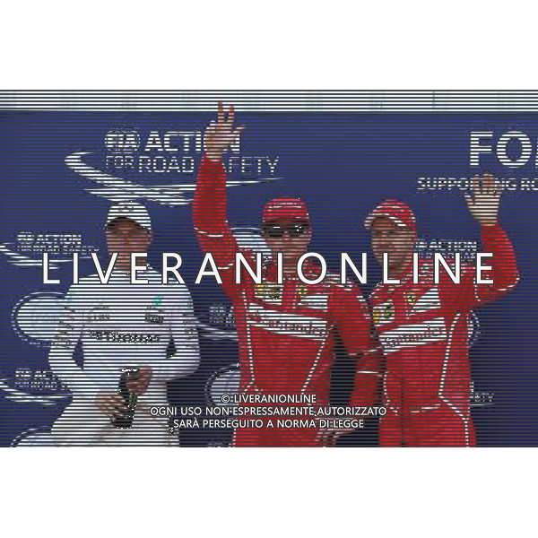 Qualifying top three in parc ferme (L to R): Valtteri Bottas (FIN) Mercedes AMG F1, third; Kimi Raikkonen (FIN) Ferrari, pole position; Sebastian Vettel (GER) Ferrari, second. 27.05.2017. Formula 1 World Championship, Rd 6, Monaco Grand Prix, Monte Carlo, Monaco, Qualifying Day. AG ALDO LIVERANI SAS ONLY ITALY