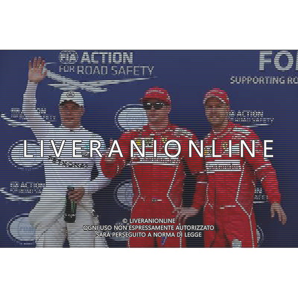 Qualifying top three in parc ferme (L to R): Valtteri Bottas (FIN) Mercedes AMG F1, third; Kimi Raikkonen (FIN) Ferrari, pole position; Sebastian Vettel (GER) Ferrari, second. 27.05.2017. Formula 1 World Championship, Rd 6, Monaco Grand Prix, Monte Carlo, Monaco, Qualifying Day. AG ALDO LIVERANI SAS ONLY ITALY