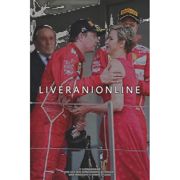 Kimi Raikkonen (FIN) Ferrari celebrates his second position on the podium with Princess Charlene of Monaco. 28.05.2017. Formula 1 World Championship, Rd 6, Monaco Grand Prix, Monte Carlo, Monaco, Race Day. AG ALDO LIVERANI SAS ONLY ITALY