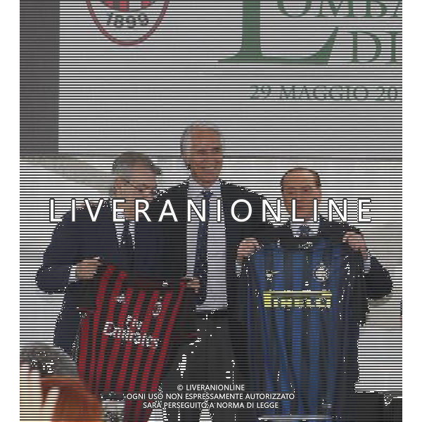Milano ( MI ) 30/05/2017 Rosa Camuna a Berlusconi e Moratti Nella foto: Massimo Moratti, Giovanni Malago\' e Silvio Berlusconi PH Lauro Montagnini / AGENZIA ALDO LIVERANI SAS
