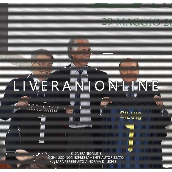 Milano ( MI ) 30/05/2017 Rosa Camuna a Berlusconi e Moratti Nella foto: Massimo Moratti, Giovanni Malago\' e Silvio Berlusconi PH Lauro Montagnini / AGENZIA ALDO LIVERANI SAS