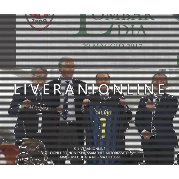Milano ( MI ) 30/05/2017 Rosa Camuna a Berlusconi e Moratti Nella foto: Massimo Moratti, Giovanni Malago\', Silvio Berlusconi e Roberto Maroni PH Lauro Montagnini / AGENZIA ALDO LIVERANI SAS