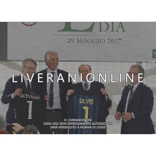 Milano ( MI ) 30/05/2017 Rosa Camuna a Berlusconi e Moratti Nella foto: Massimo Moratti, Giovanni Malago\', Silvio Berlusconi e Roberto Maroni PH Lauro Montagnini / AGENZIA ALDO LIVERANI SAS